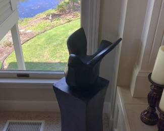 Black Wood Stand With Bird