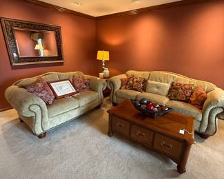 Transitional Style Sofa and Loveseat Set
