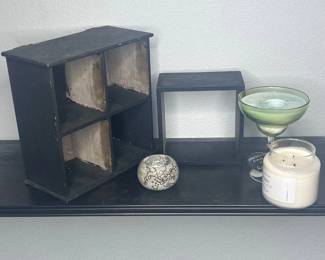 d Home Dcor Lot  Wood Shelving Cubes, Glass Candle Holders  Jar Candle