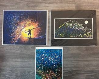 ar California Coastal Surf Art Print Lot  John Lucero, James Scott Todd, Ryan Gourley