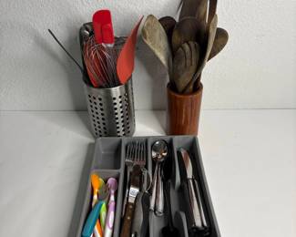 k Assorted Silverware and Kitchen Utensil Set with Wooden Spoons and ChildFriendly Cutlery