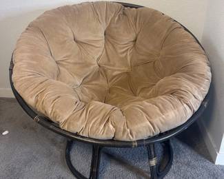 f Papasan Chair with Cushion  45 Diameter Rattan Frame Lounge Chair and Foot Rest