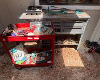 g Industrial Cart and Table Set with Added Accessories