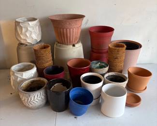 g ssorted Planter Pot Lot  Variety of Sizes, Colors, and Materials