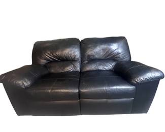 f Black Faux Leather Dual Reclining Loveseat