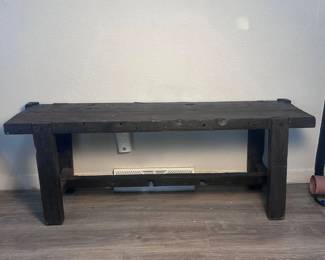 f Rustic Farmhouse Style Heavy Wood Bench, Reclaimed Look