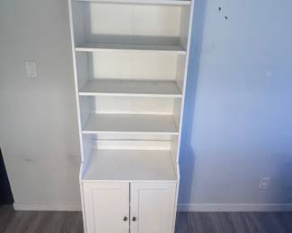 f Tall White Kitchen Storage Cabinet w Open Shelving  Lower Doors