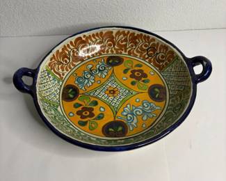 d Large HandPainted Ceramic Serving Bowl with Dual Handles