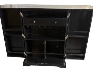 f Compact FoldOut Bar Cabinet with Multiple Storage Compartments