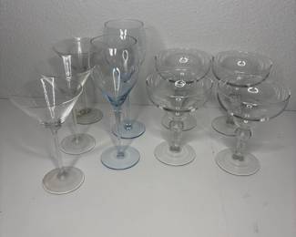 k Set of 9 Clear Glass Drinkware