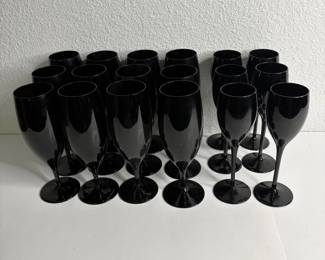 k Artland Black Midnight Flutes  Set of 24 Elegant Black Glassware
