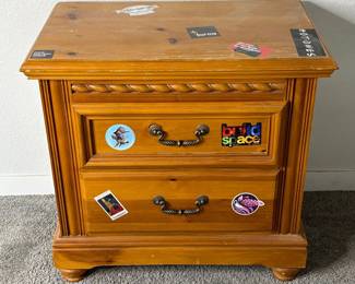 f Basset Pine Wood Nightstand with Two Spacious Drawers