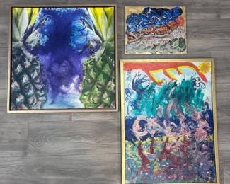 ar Contemporary Abstract Mixed Media Artworks, Group of Three