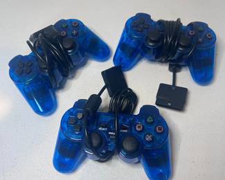 bb PlayStation Wired Controllers  Transparent Blue Dual Analog Style