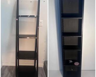 f TwoPiece Black Ladder Shelf and Narrow Open Shelf Unit