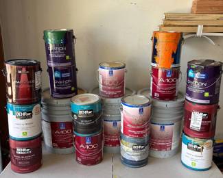 g ultiple Gallons of Assorted Paint  Full and Partial Containers