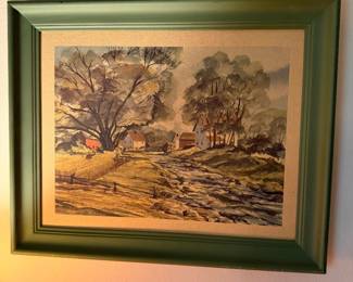 Framed artwork- farm scene