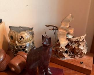 Vintage owl, cat