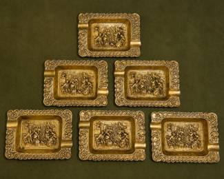 Vintage brass ashtrays - collector's item!!! Set of 6!