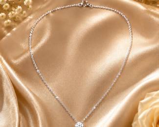 Tiffany & Co. Diamond Solitaire pendant on 16 inch platinum chain (Diamond - Color H - Clarity VS) - total weight - 3.6 grams