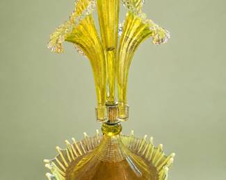 L.G. Wright Vaseline Opalescent Glass Epergne by Fenton - absolutely breathtaking in person!