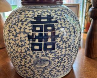 Chinese Double Happiness Ginger Jar - measures 10.75"H