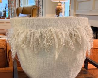 Felted wool fringe skirt basket