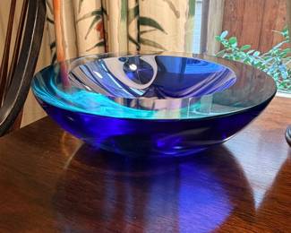 Beautiful blue art glass bowl
