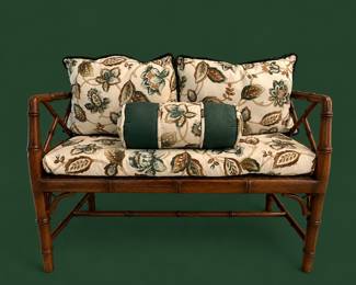 Vintage bamboo/cane rush seat bench