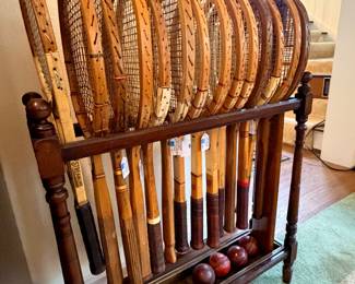Huge collection of vintage and antique tennis rackets