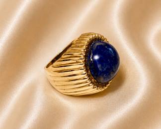 14K gold Lapis Cabochon ring