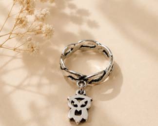 James Avery owl charm ring