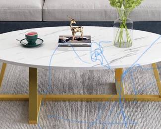 Faux Marble coffee  table with gold legs