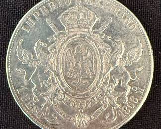 Rare 1866 Mexico 1 Peso Silver Back