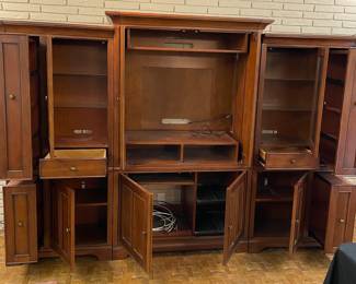 American Crossing Collection by Riverside Furniture Entertainment Cabinet/Hutch/Coffee Bar 4 Pieces