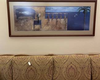 French Provincial Style Fruitwood Sofa Cabriole Legs 