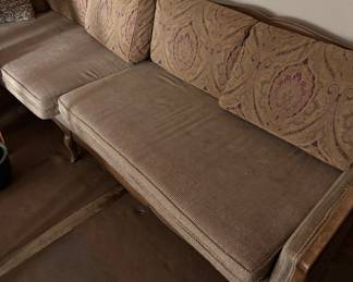 French Provincial Style Fruitwood Sofa Cabriole Legs 