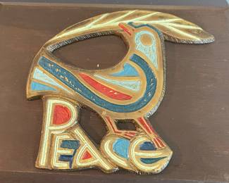 Wooden Wall Plaque Inlaid Peace Dove