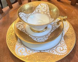 Edelstein Bavaria Gold Gilt Teacup, Saucer, and Plate Set