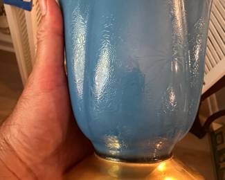 Noritake Blue Floral Vase with Gold Trim