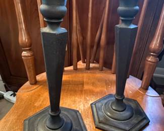 Pair of Black Turned Wooden Candlesticks