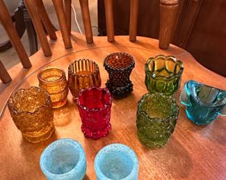 Vibrant Colored Glass Votive Holders or Small Vases