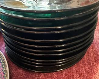 Vereco Emerald Green Glass Dinner Plates