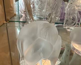 Lalique Frosted Glass Figurine Enfant Accroupi Young Girl Crouching