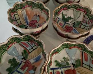 Qing Dynasty Famille Rose Medallion Porcelain Salt Cellars