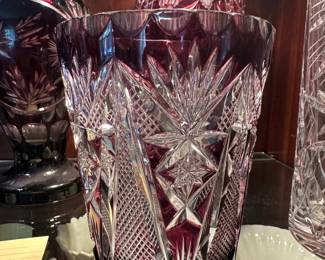 Amethyst CuttoClear Crystal Vase