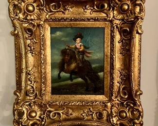 Little fat boy on a fat pony painting