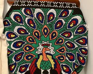 Beaded peacock bag