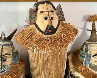 Beaded African Kuba helmet mask #2