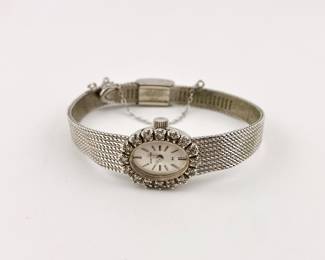 14k white gold and diamond Hamilton watch